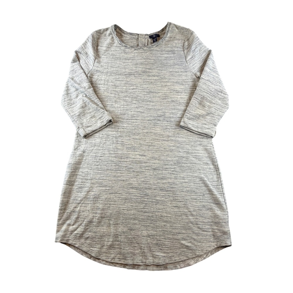 Gap Womens XL Grey Space Dye Knit Shift Dress 3/4 Sleeve High Low Hem Casual